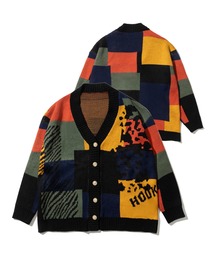 パッチワーク風 ニット レディース レトロ調 カーディガン パッチワーク風ニットカーディガン | FREDY & GLOSTER(フレディ