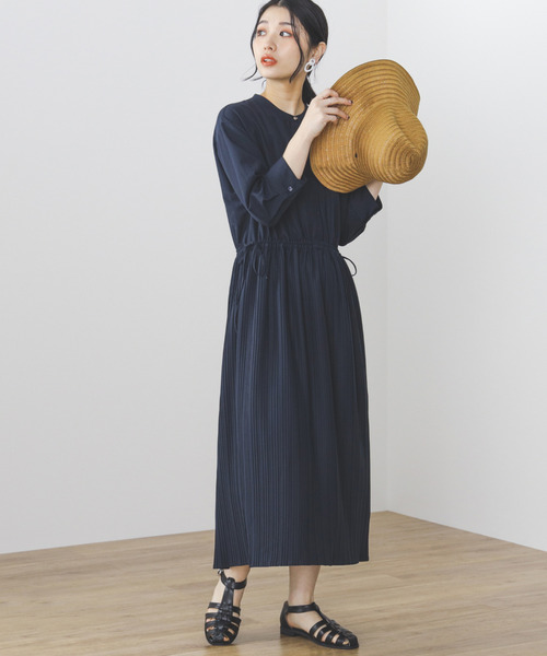 BEAMS HEART ワンピース 「3色展開」サイドリボン プリーツ