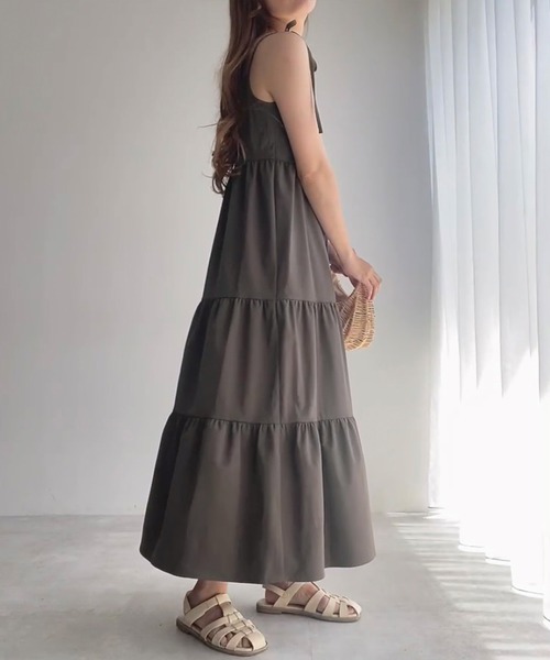 FILLOU（フィルー） ワンピース ショルダーリボンティアードキャミ