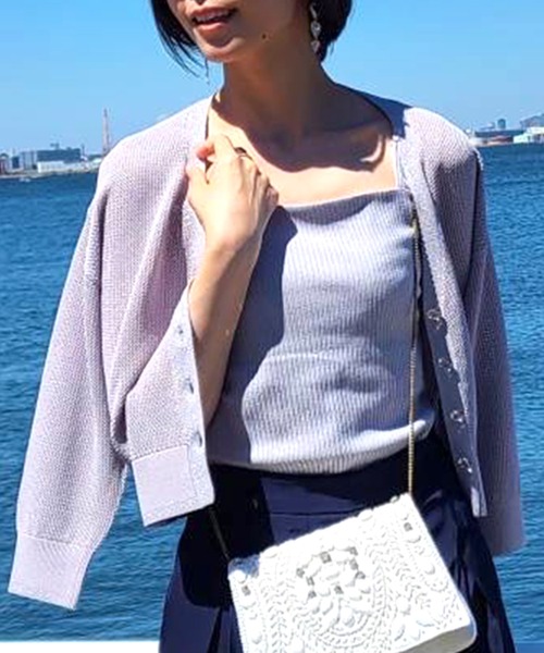 12Twelve Agenda カーディガン Vネックメッシュ編みニット