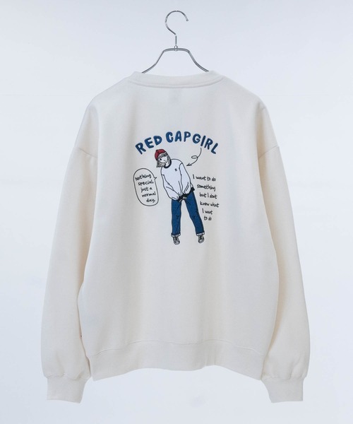 45R 裏毛のスウェットシャツ Lサイズ ホワイト 長袖 R刺繡 RED CAP GIRL トレーナー スウェット 「a-r」「25AW新色追加