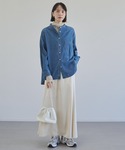ブラウス シャツ オーバーサイズ バンドカラー...の詳細画像4
