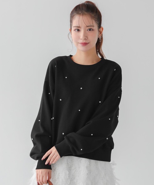 Fit more（フィットモア） トレーナー スウェット ビジューパール