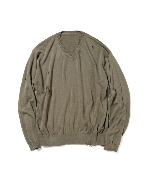 uniform experiment セーター ニット DAMAGED V NECK KNIT メンズ