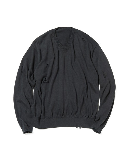 uniform experiment セーター ニット DAMAGED V NECK KNIT メンズ