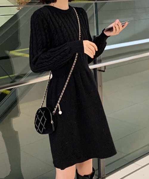 Dewlily ワンピース ケーブル編みニットワンピース : ZOZOTOWN Yahoo