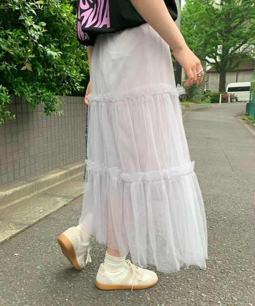スカート チュールティアード ロングスカート : ZOZOTOWN Yahoo