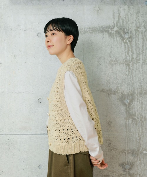 PAR ICI ベスト ジレ ネパールハンドニット コットンかぎ針
