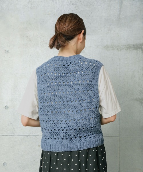 ベスト ジレ ネパールハンドニット コットンかぎ針ベスト レディース PAR ICI ベスト ジレ ネパールハンドニット コットンかぎ針