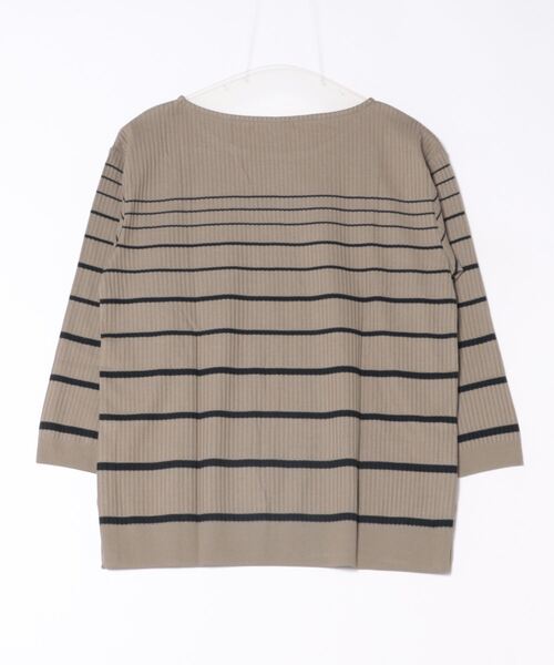 tシャツ リブ風グラデーションボーダー クルーネック7分袖プルオーバー レディース NEWYORKER tシャツ リブ風グラデーションボーダー クルーネック7