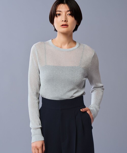 美品♪uncrave シアー リブクルーネックニット 美品、洗える】シアー リブクルーネックニット - メルカリ