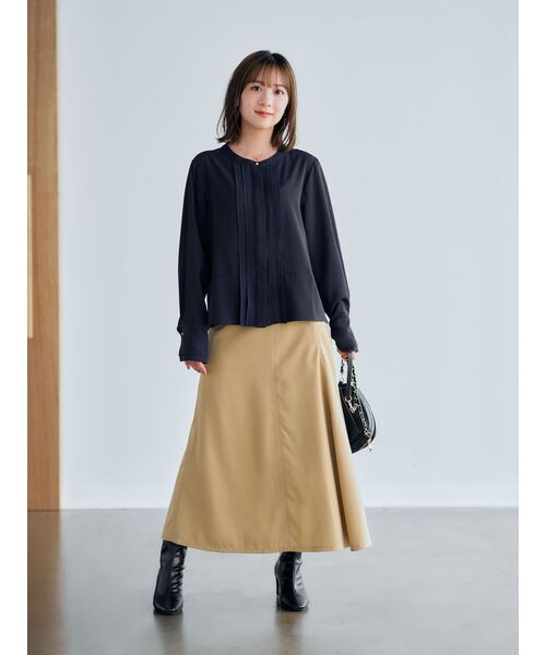ブラウス シャツ フロントデザインダブルカフスブラウス「低身長・小柄女性」 レディース フロントデザインダブルカフスブラウス | 小柄・低身長女性向け