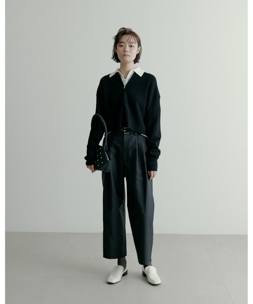 ニット セーター ハーフＺＩＰ衿　ワッフルＮＴ レディース MIESROHE ニット セーター ハーフZIP衿 ワッフルNT