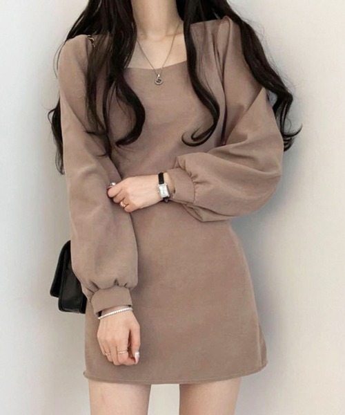ワンピース Nia(ニア)/ボリュームスリーブ くびれタイトミニワンピース