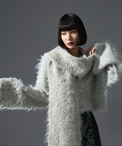 EllnoLoset ダブルシャギーキリカエジャケットコートM美品／ニット 6002127_0c.jpg