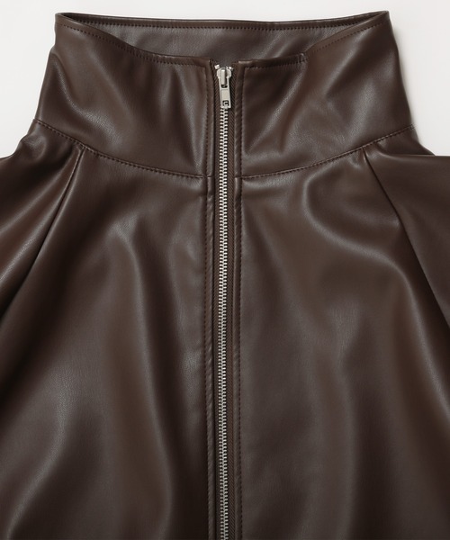 ブルゾン アウター フェイクレザードロストショートブルゾン