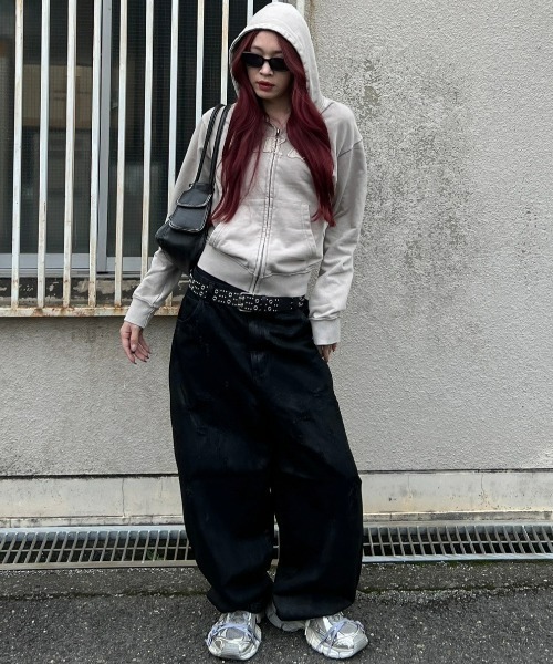 【Chikashitsu+】coating damage wide denim 楽天市場】受注制【Chikashitsu +】coating damage wide denim