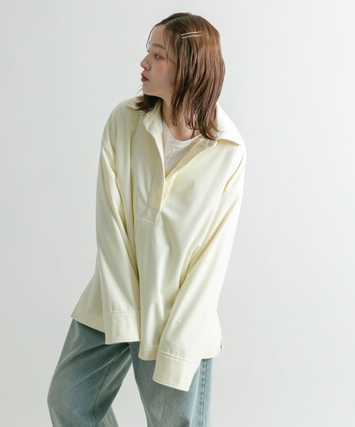 KBF（ケービーエフ） ブラウス シャツ ベロアBIGシャツ レディース