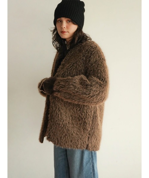 FIKA. ジャケット ノーカラージャケット Shaggy coat レディース