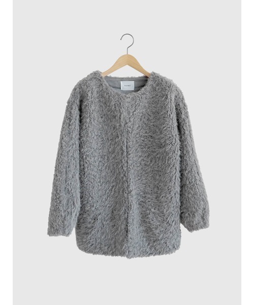 【未使用タグ付き】マカフィー　アルパカ　シャギー　ノーカラー　ジャケット　日本製 FIKA. ジャケット ノーカラージャケット Shaggy coat レディース