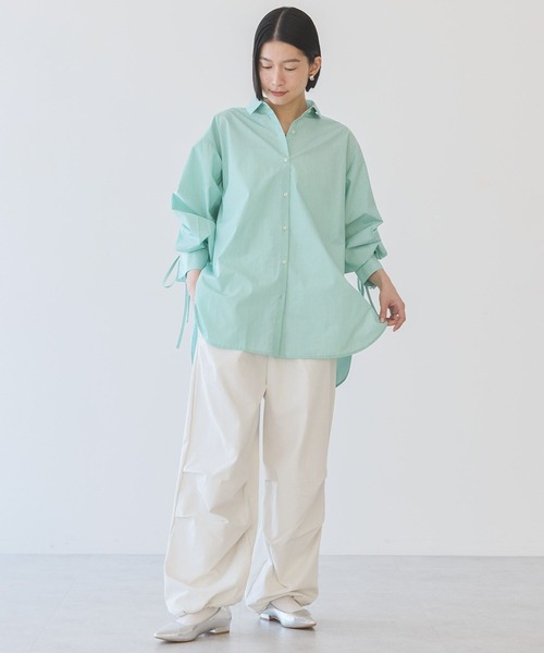 タグ付き未使用*23区 リネン ブルーオーバーシャツ ウエストリボン ピンク タグ付き未使用*23区 リネン ブルーオーバーシャツ ウエストリボン ピンク