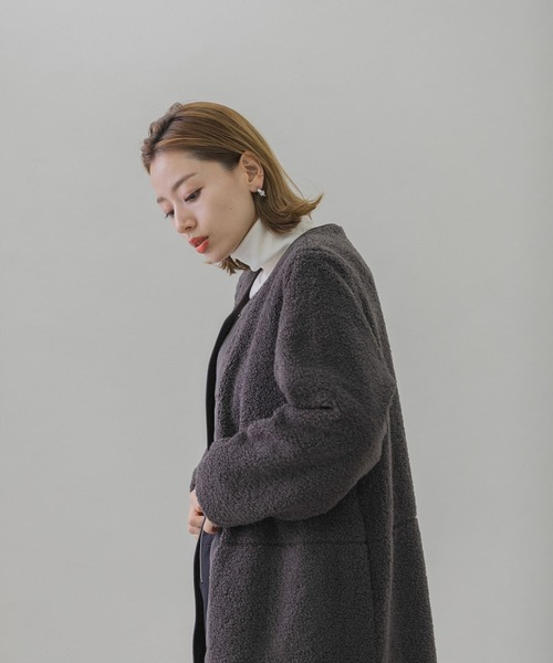 「URBAN RESEARCH Sonny Label」 ノーカラーコート FREE チャコールグレー レディース_画像4