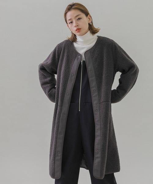 「URBAN RESEARCH Sonny Label」 ノーカラーコート FREE チャコールグレー レディース_画像5