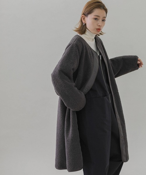 「URBAN RESEARCH Sonny Label」 ノーカラーコート FREE チャコールグレー レディース_画像6
