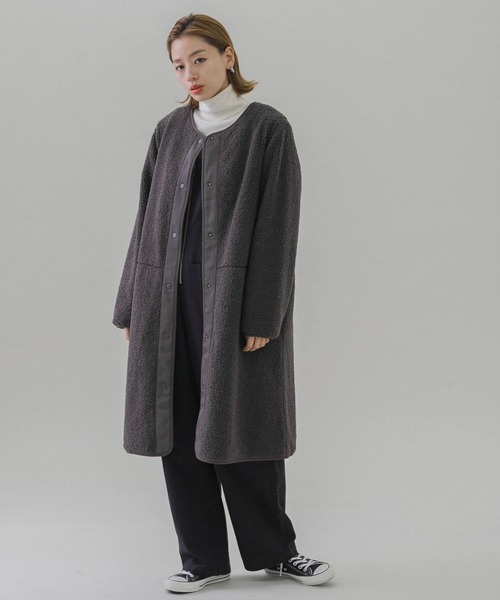 「URBAN RESEARCH Sonny Label」 ノーカラーコート FREE チャコールグレー レディース_画像8