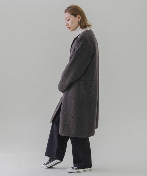 「URBAN RESEARCH Sonny Label」 ノーカラーコート FREE チャコールグレー レディース_画像9