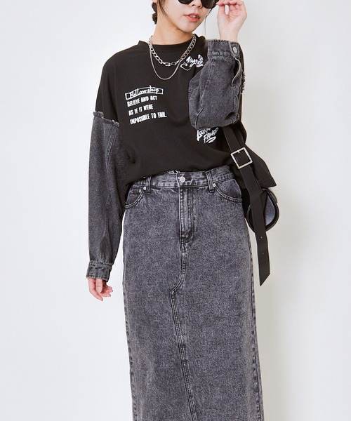 新品 タグ付き 切り替え デニム スウェット トレーナー ファーリーレート M トレーナー スウェット デザイン切り替えスウェットトレーナー