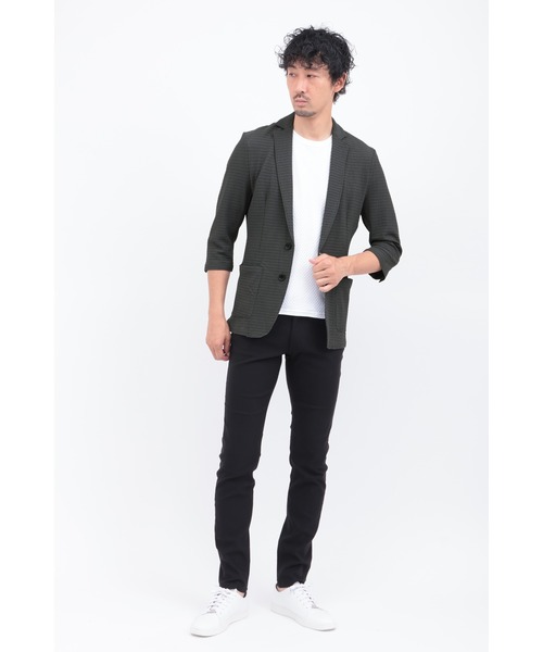 HIGH STREET∴４WAYエアリーバーク柄リンクス７分袖ジャケット HIGH STREET∴4WAYエアリーバーク柄リンクス7分袖ジャケット