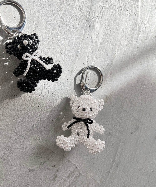 ビーズ製白黒キャラクターキーホルダー Me%（ミィパーセント） キーホルダー ビーズクマキーチャーム 308670