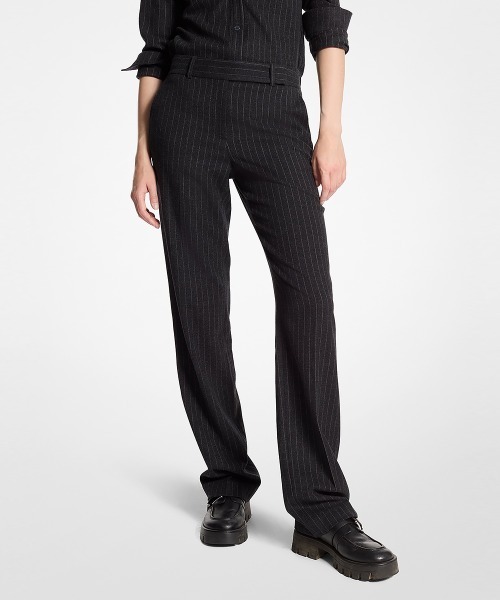 Michael Michael Kors ストライプワイドスラックス ブラック
