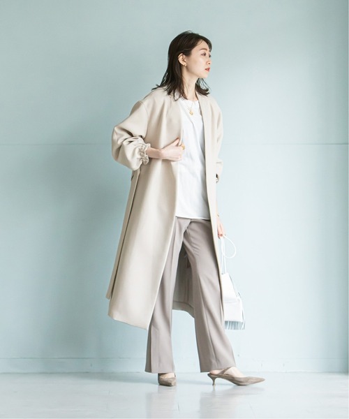 noble ノーカラーコート NOBLE 「NOBLE」 ノーカラーコート 38 カーキ レディース