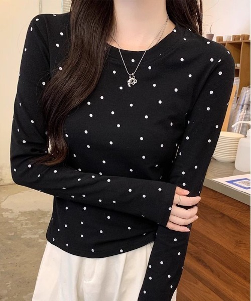 WEGO（ウィゴー） tシャツ WEGO/長袖「水玉」ドット柄タイトトップス