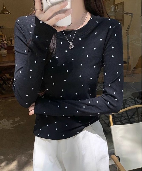 WEGO（ウィゴー） tシャツ 「お気に入り9000人突破！」26AW長袖「水玉