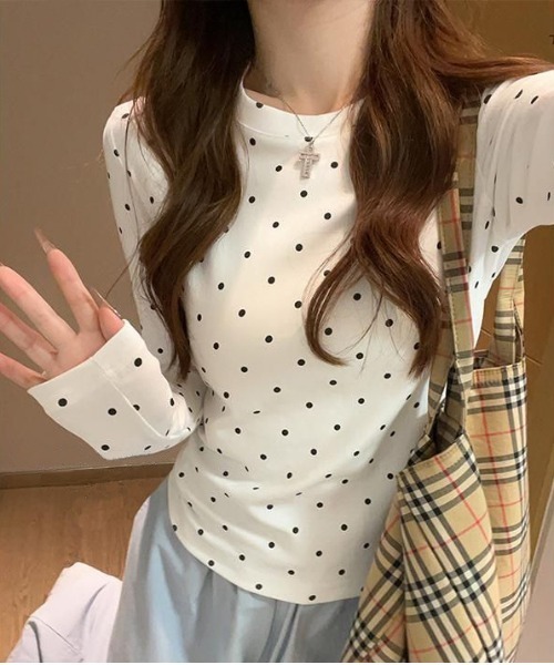 WEGO（ウィゴー） tシャツ 「お気に入り9500人突破！」26AW長袖「水玉