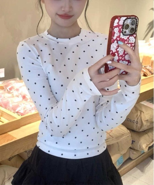 WEGO（ウィゴー） tシャツ 「お気に入り9500人突破！」26AW長袖「水玉