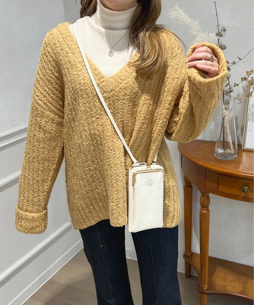 「apres jour」 Vネックニット X-LARGE カーキ レディース_画像8