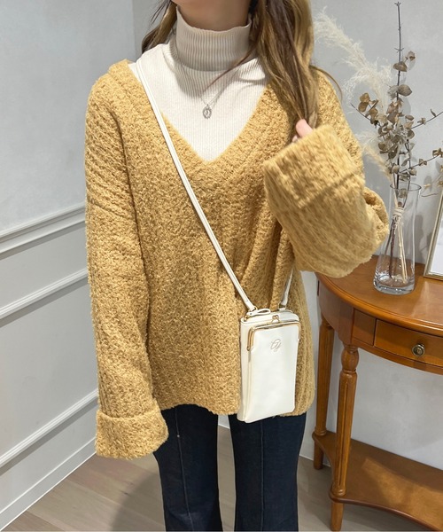 「apres jour」 Vネックニット X-LARGE カーキ レディース_画像9