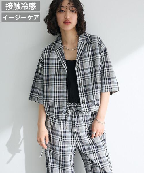 SASSAFRAS チェック シャツ M グリーン ポケット リネン混 SASSAFRAS チェック シャツ M グリーン ポケット リネン混