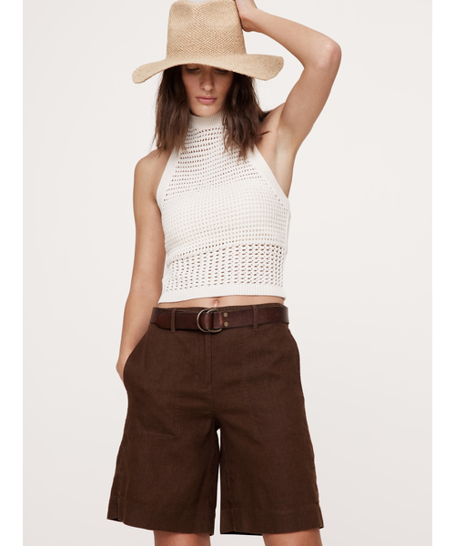 パンツ Soma ハイライズ リネン バミューダ ショートパンツ レディース