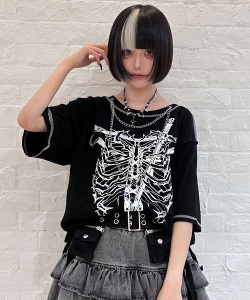 NOVESSEL tシャツ A'GEM/9 × .kom 「AOSPACE」ステッチスカル