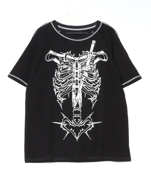 ASTRÆT フリル付き黒半袖Tシャツ ASTRAET（アストラット）の「＜ASTRAET（アストラット）＞CO