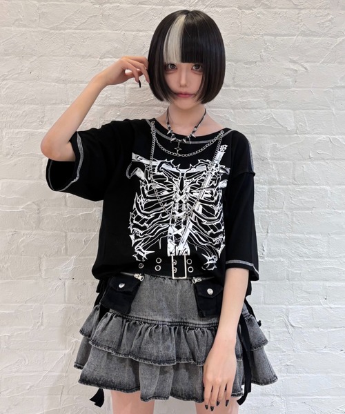 90s ALTO&BASSO アルト＆バッソ スカル 長袖 プリントTシャツ NOVESSEL tシャツ 「AOSPACE」オーバーステッチスカルTシャツ