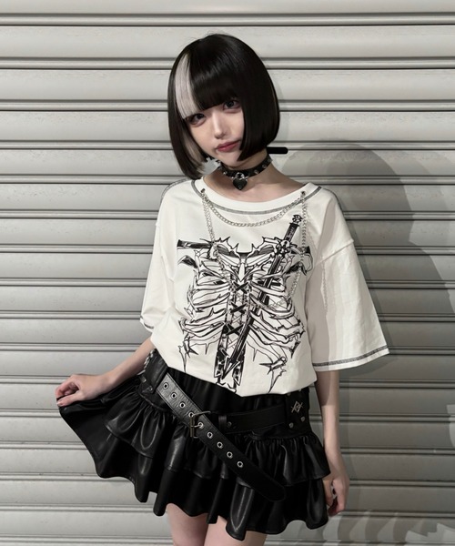 NOVESSEL tシャツ 半袖 「AOSPACE」オーバーステッチスカルTシャツ