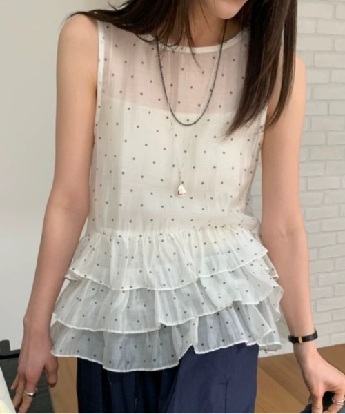tシャツ ドットフリルレースベスト レディース : ZOZOTOWN Yahoo!店