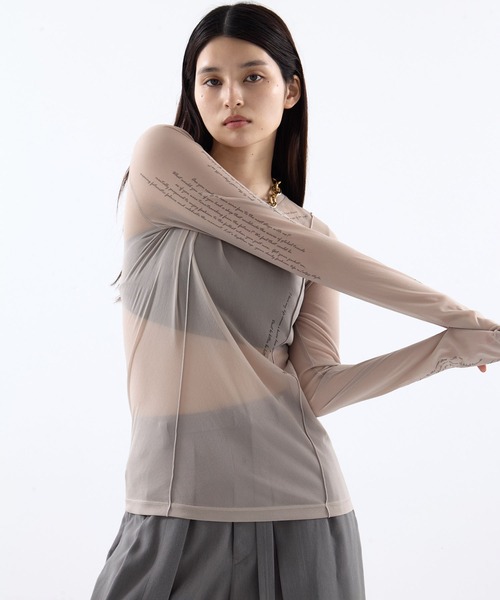 tシャツ 「STUDIOUS/ステュディオス」Tattoo Skin Mesh Top/タトゥースキンメッシュトップス レディース STUDIOUS tシャツ 「STUDIOUS/ステュディオス」Tattoo Skin Mesh