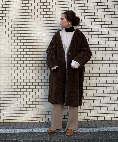 TODAYFUL 「TODAYFUL」 ノーカラーコート 36inch ブラウン レディース